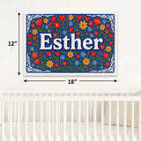 Esther Name Art - Floral Farmhouse personalized wall print for kids