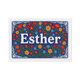 Esther Name Art - Floral Farmhouse personalized wall print for kids