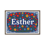 Esther Name Art - Floral Farmhouse personalized wall print for kids
