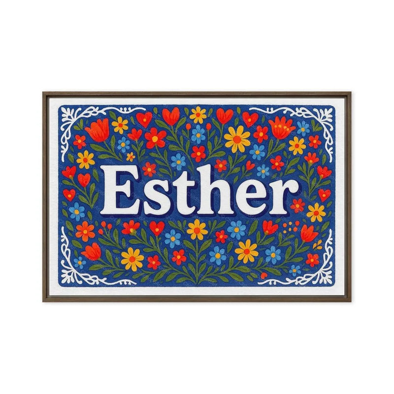 Esther Name Art - Floral Farmhouse personalized wall print for kids