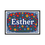 Esther Name Art - Floral Farmhouse personalized wall print for kids