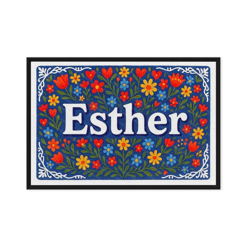 Esther Name Art - Floral Farmhouse personalized wall print for kids
