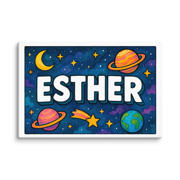 Esther Name Art - Space Explorers Personalized Wall Art