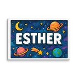 Esther Name Art - Space Explorers personalized wall print for kids