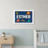 Esther Name Art - Space Explorers personalized wall print for kids