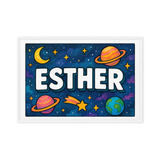 Esther Name Art - Space Explorers personalized wall print for kids