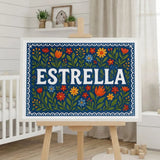Estrella Name Art - Floral Farmhouse personalized wall print for kids