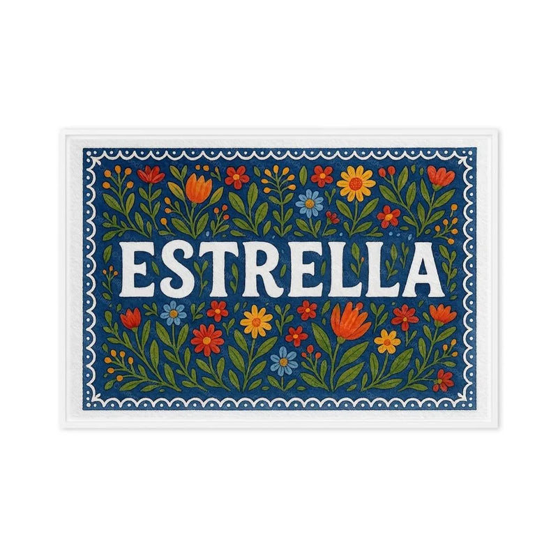 Estrella Name Art - Floral Farmhouse personalized wall print for kids