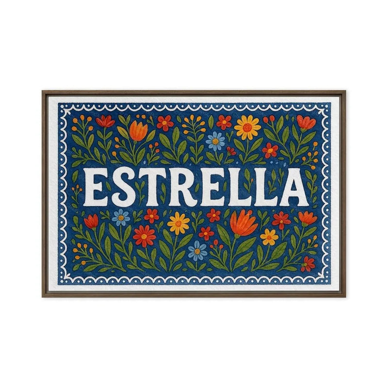 Estrella Name Art - Floral Farmhouse personalized wall print for kids