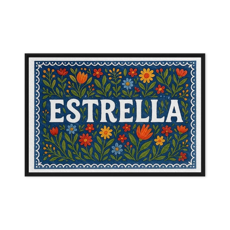 Estrella Name Art - Floral Farmhouse personalized wall print for kids