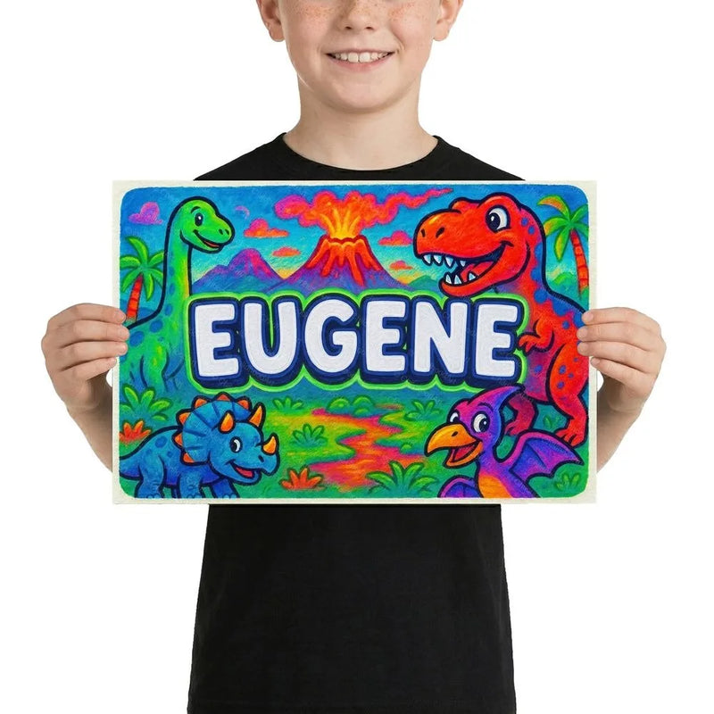 Gene Name Art - Dinosaur Adventure personalized wall print for kids