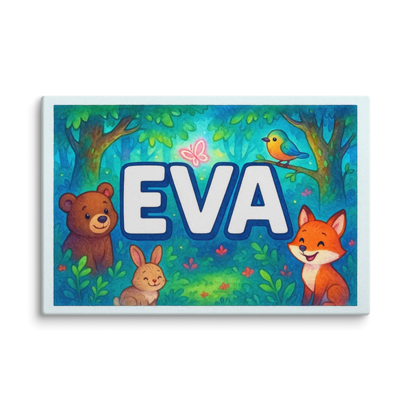 Eva Name Art - Forest Friends Personalized Wall Art