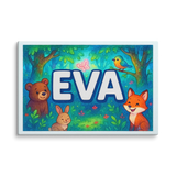 Eva Name Art - Forest Friends personalized wall print for kids