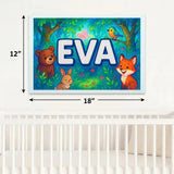 Eva Name Art - Forest Friends personalized wall print for kids