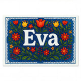 Eva Name Art - Floral Farmhouse personalized wall print for kids