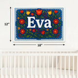 Eva Name Art - Floral Farmhouse personalized wall print for kids