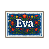 Eva Name Art - Floral Farmhouse personalized wall print for kids