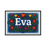 Eva Name Art - Floral Farmhouse personalized wall print for kids