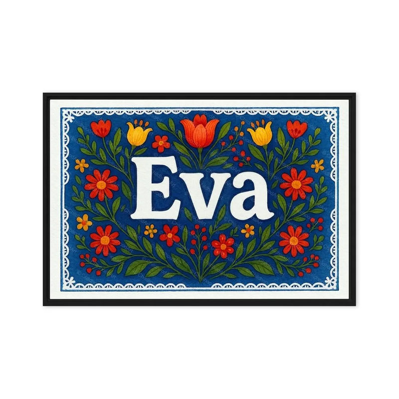Eva Name Art - Floral Farmhouse personalized wall print for kids