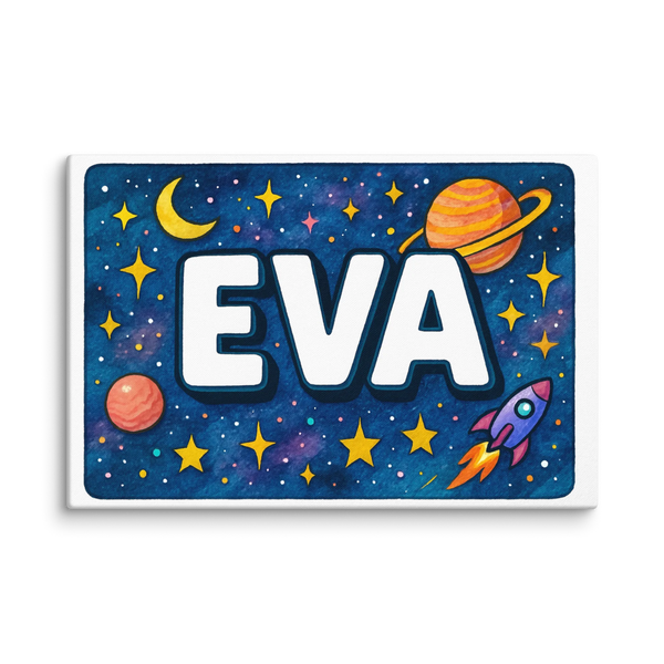 Eva Name Art - Space Explorers Personalized Wall Art