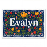 Evalyn Name Art - Floral Farmhouse personalized wall print for kids