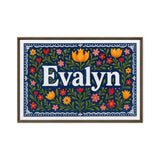 Evalyn Name Art - Floral Farmhouse personalized wall print for kids