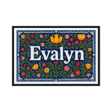 Evalyn Name Art - Floral Farmhouse personalized wall print for kids