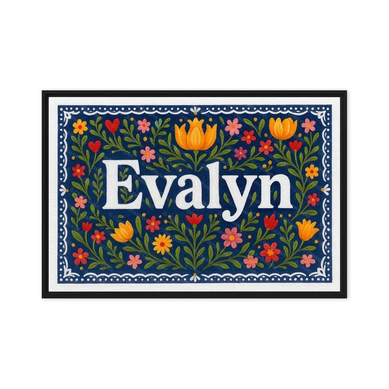 Evalyn Name Art - Floral Farmhouse personalized wall print for kids