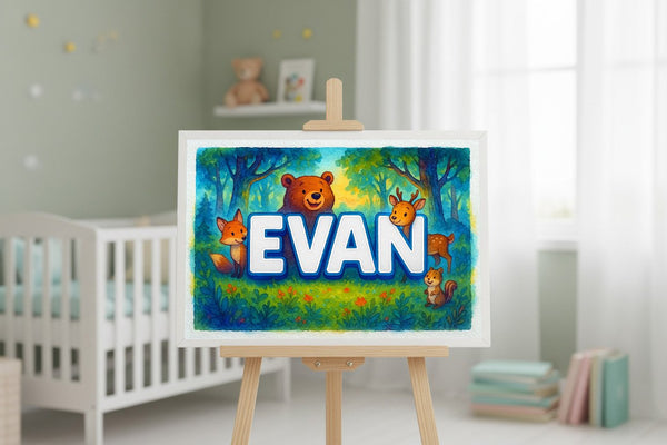 Evan’s Personalized Forest Friends Art