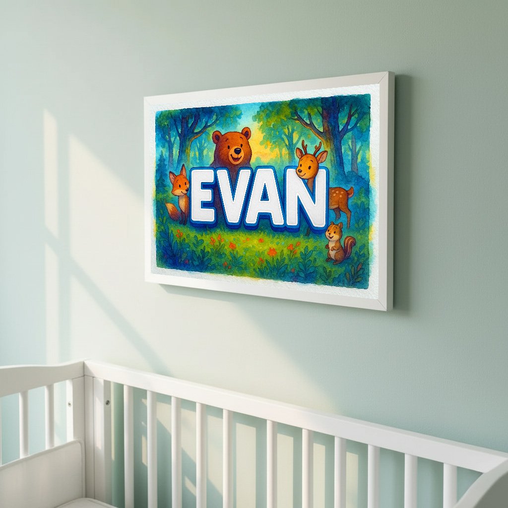 Personalized name art for Evan