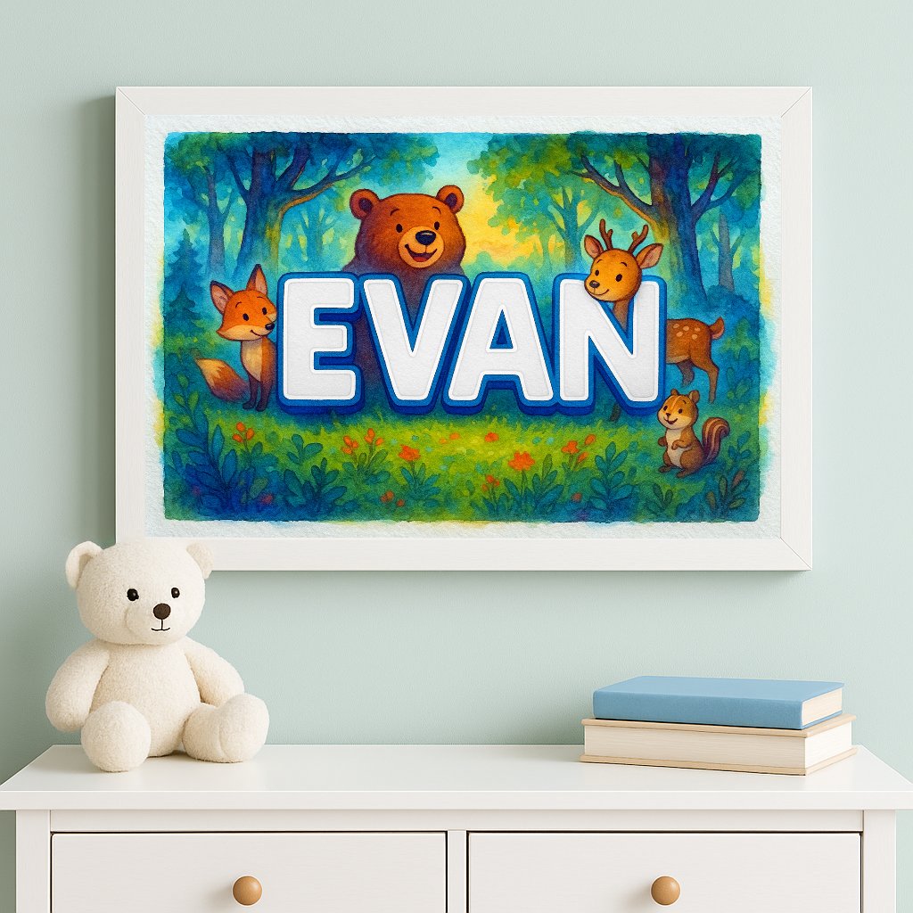 Personalized name art for Evan