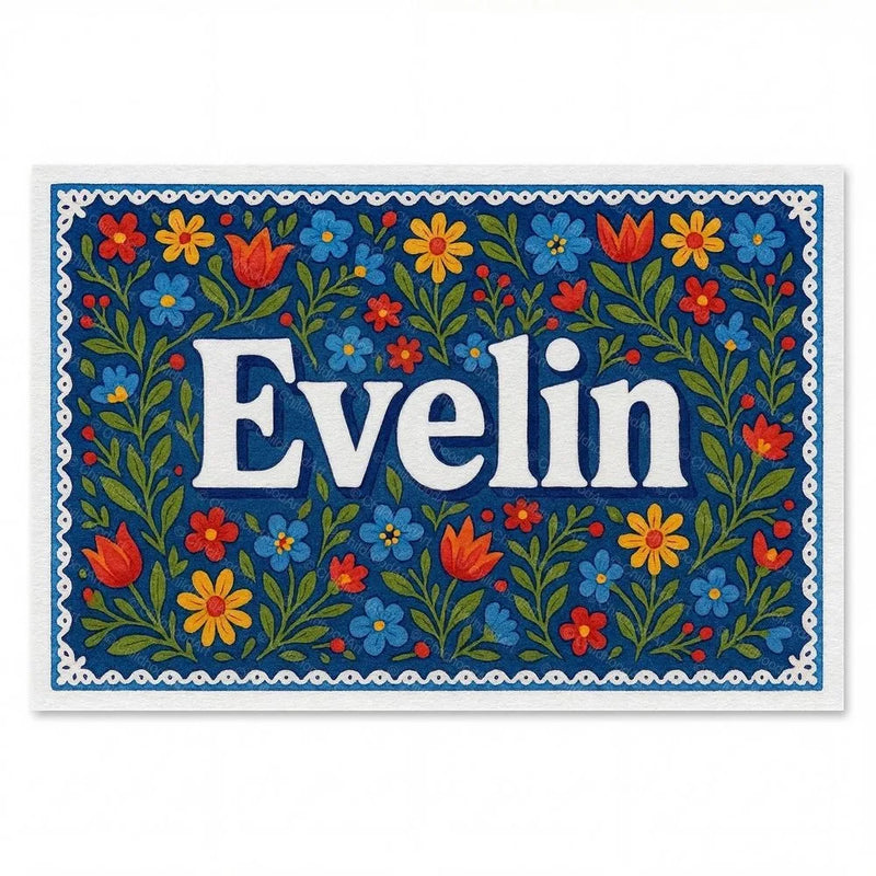 Evelin Name Art - Floral Farmhouse personalized wall print for kids