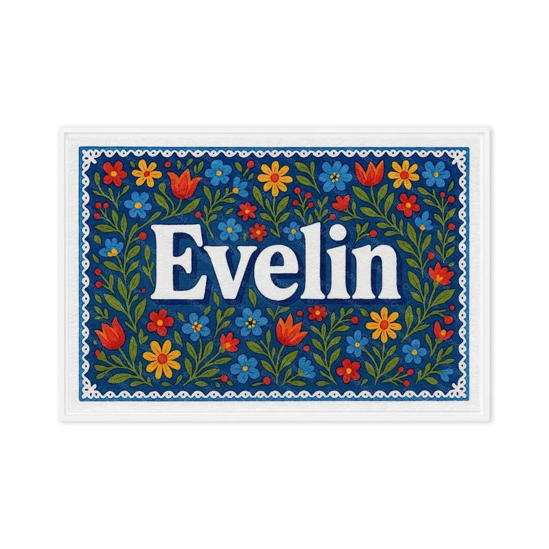 Evelin Name Art - Floral Farmhouse personalized wall print for kids