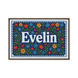 Evelin Name Art - Floral Farmhouse personalized wall print for kids