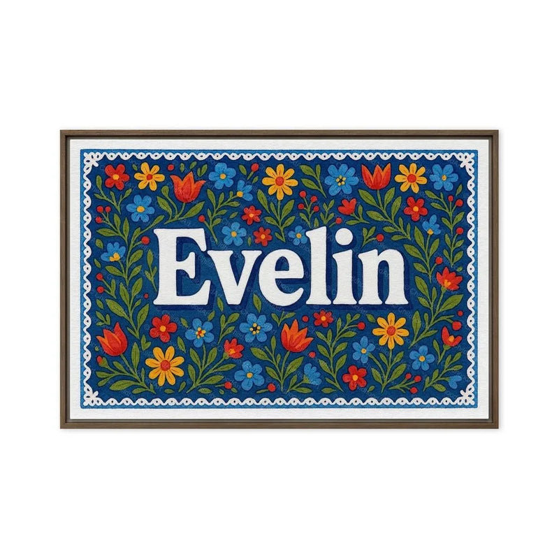 Evelin Name Art - Floral Farmhouse personalized wall print for kids