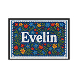 Evelin Name Art - Floral Farmhouse personalized wall print for kids