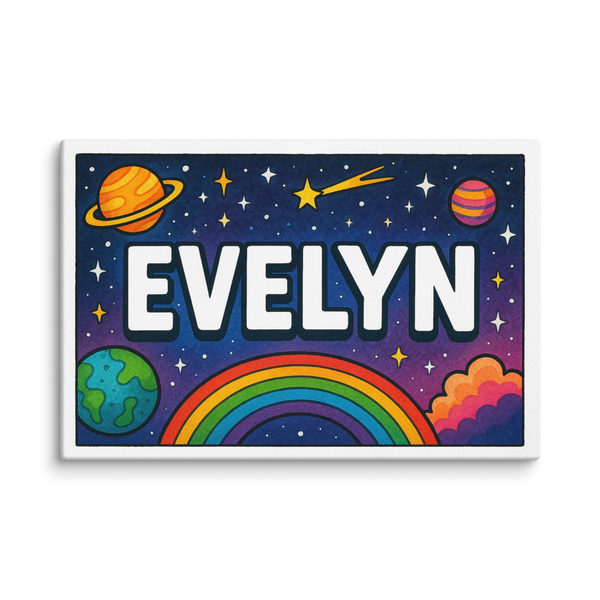 Evelyn Name Art - Space Explorers Personalized Wall Art