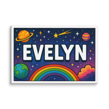 Evelyn Name Art - Space Explorers personalized wall print for kids