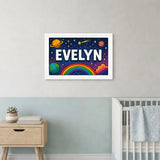Evelyn Name Art - Space Explorers personalized wall print for kids