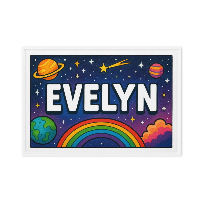 Evelyn Name Art - Space Explorers personalized wall print for kids