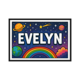 Evelyn Name Art - Space Explorers personalized wall print for kids