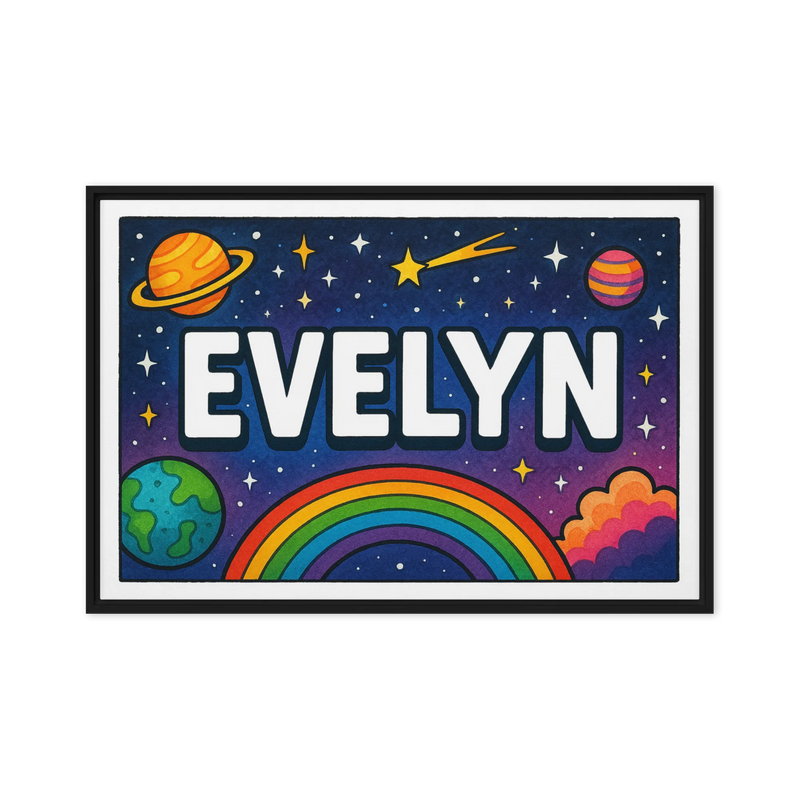 Evelyn Name Art - Space Explorers personalized wall print for kids