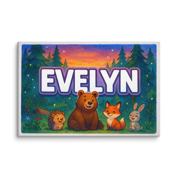 Evelyn Name Art - Forest Friends Personalized Wall Art