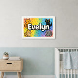 Evelyn Name Art - Colorful Cats personalized wall print for kids