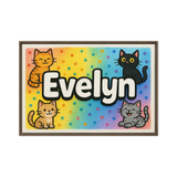 Evelyn Name Art - Colorful Cats personalized wall print for kids