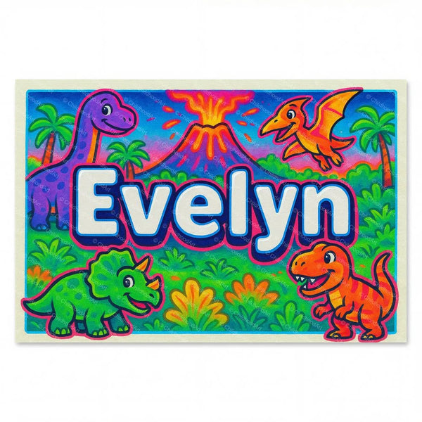 Evelyn Personalized Name Art - Dinosaur Adventure