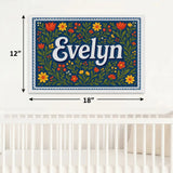 Evelyn Name Art - Floral Farmhouse personalized wall print for kids