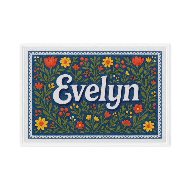 Evelyn Name Art - Floral Farmhouse personalized wall print for kids