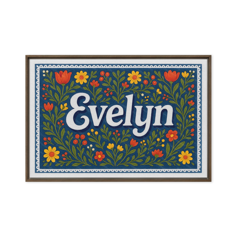 Evelyn Name Art - Floral Farmhouse personalized wall print for kids