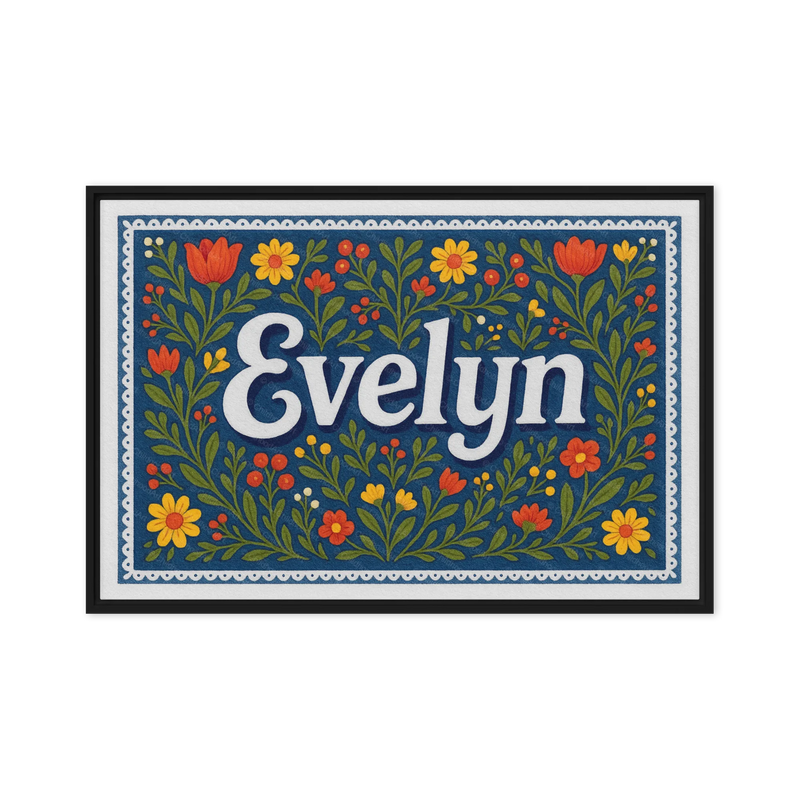 Evelyn Name Art - Floral Farmhouse personalized wall print for kids
